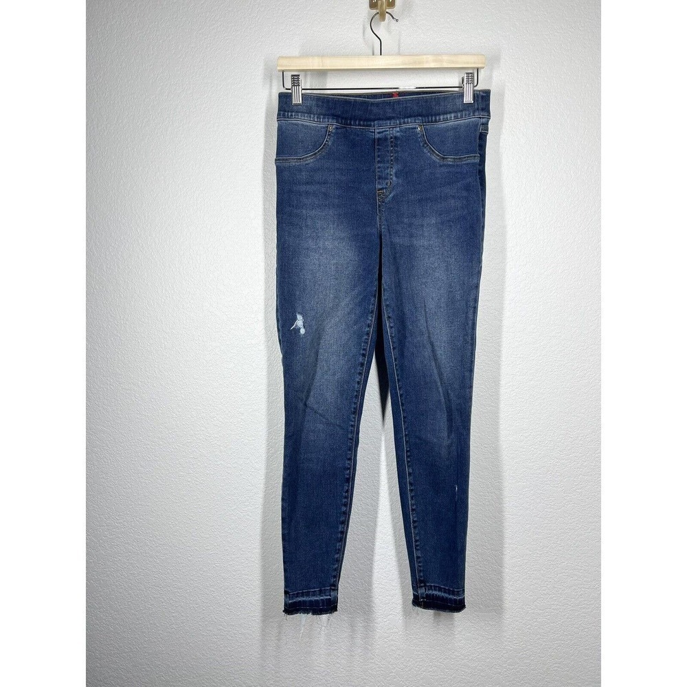 Spanx Distressed Ankle Skinny Jeans Medium M Frayed Hem Jegging High Waist